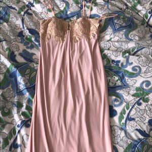 Formal light pink dress with gold flowers.
